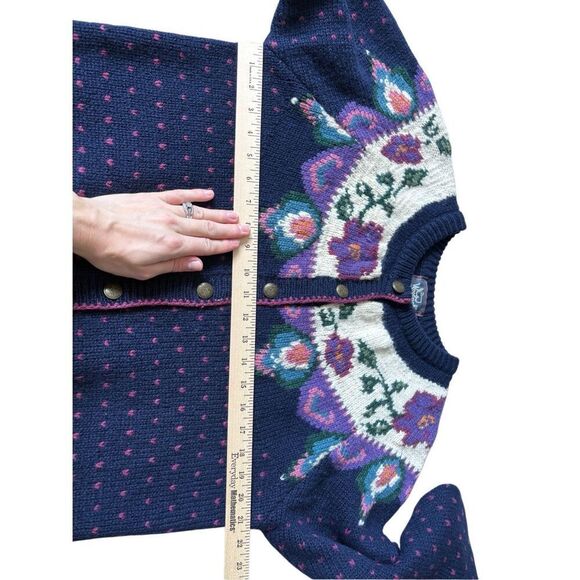 Woolrich Vintage Heart Floral Button Front Wool Cardigan size S - Picture 5 of 10